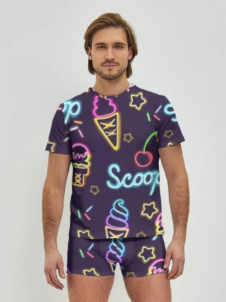 Мужские трусы с футболкой / Мороженное неон