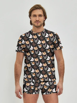 Мужские трусы с футболкой / Много котов