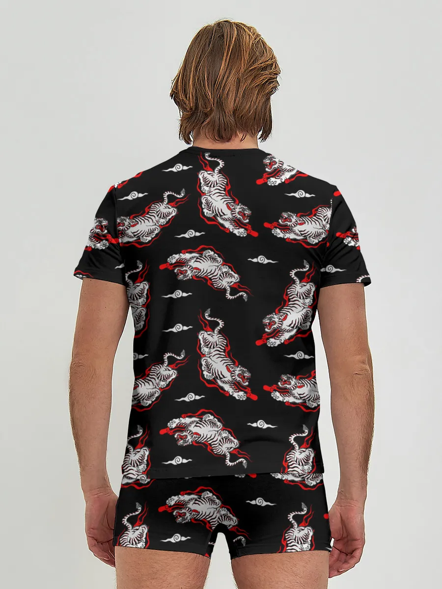 Мужские трусы с футболкой / Японский стиль - тигры