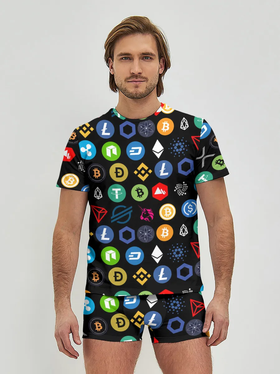Мужские трусы с футболкой / ЛОГОТИПЫ КРИПТОВАЛЮТ | CRYPTOCURRENCIES