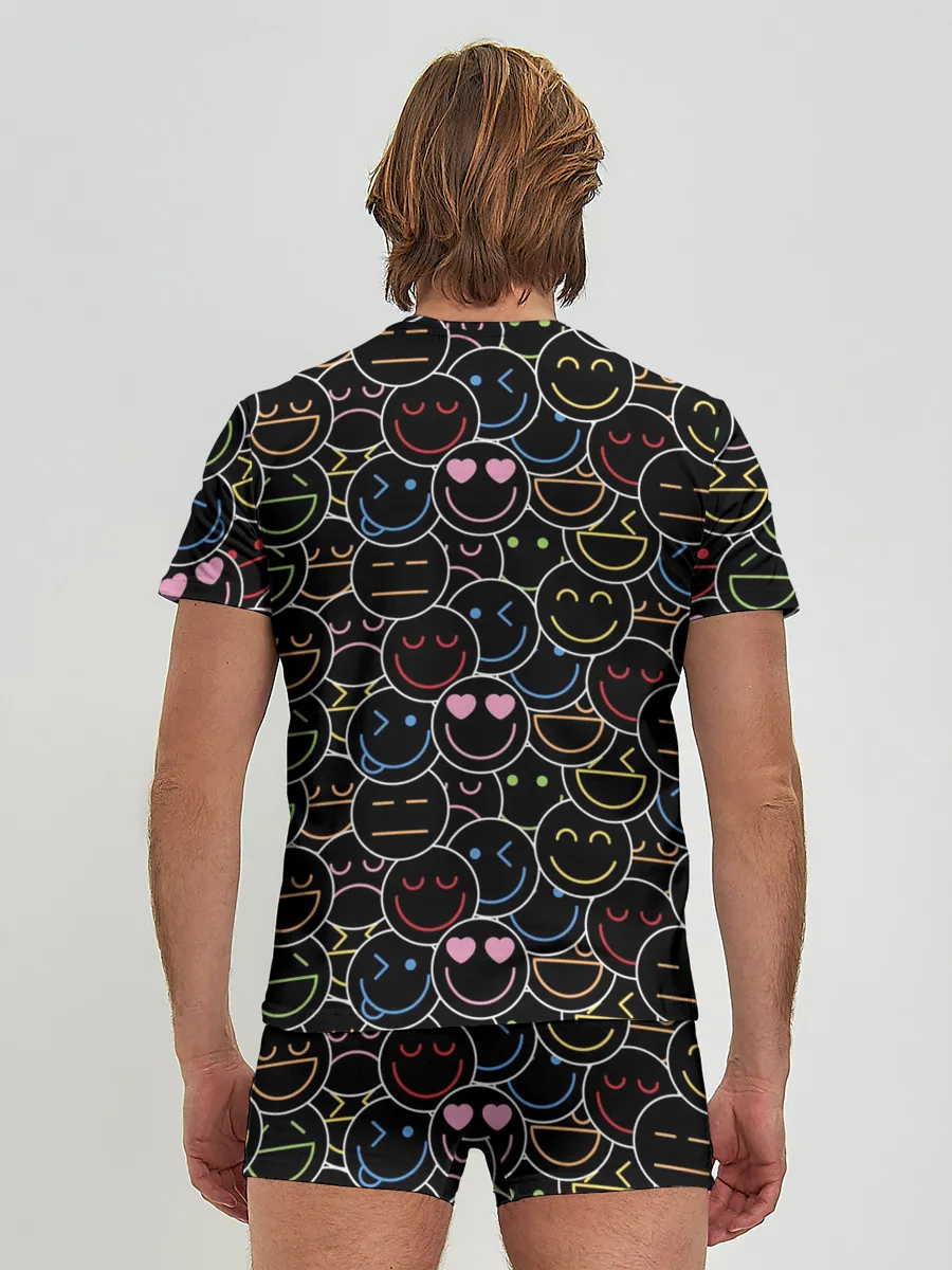 Мужские трусы с футболкой / SLAVA MARLOW - Неоновые смайлы