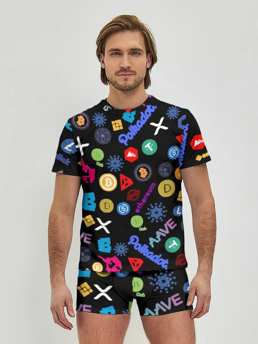 Мужские трусы с футболкой / ЛОГОТИПЫ КРИПТОВАЛЮТ | CRYPTOCURRENCIES