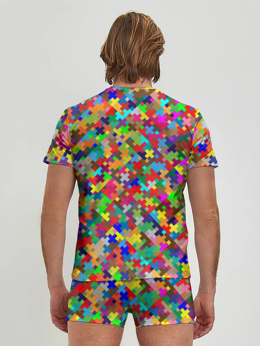 Мужские трусы с футболкой / РАЗНОЦВЕТНЫЙ ПАЗЛ