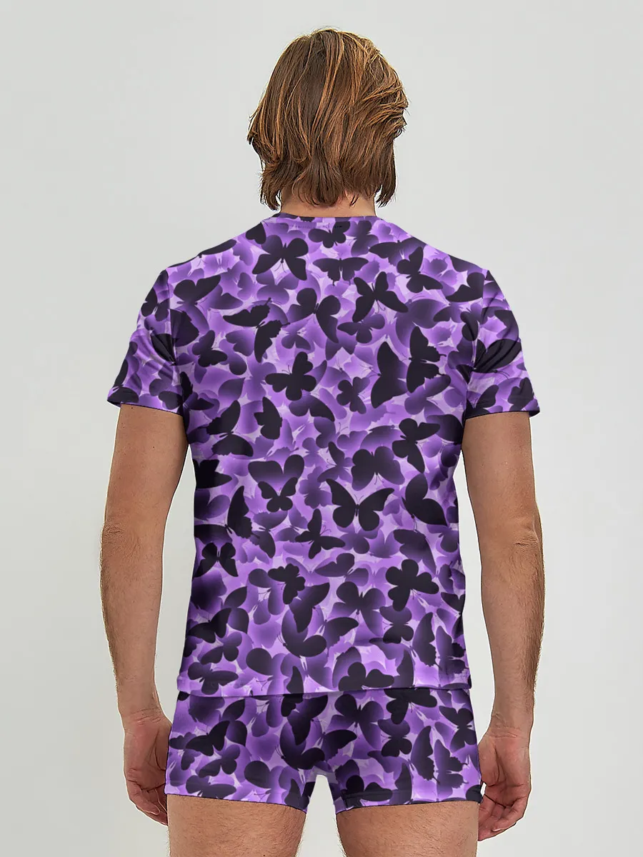 Мужские трусы с футболкой / Сиреневые бабочки