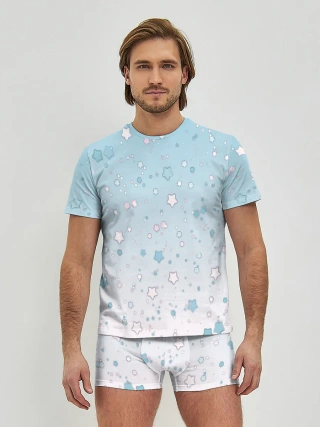 Мужские трусы с футболкой / милые звездочки узор