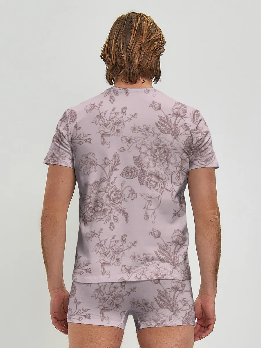 Мужские трусы с футболкой / розы с пионами