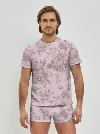 Мужские трусы с футболкой / розы с пионами