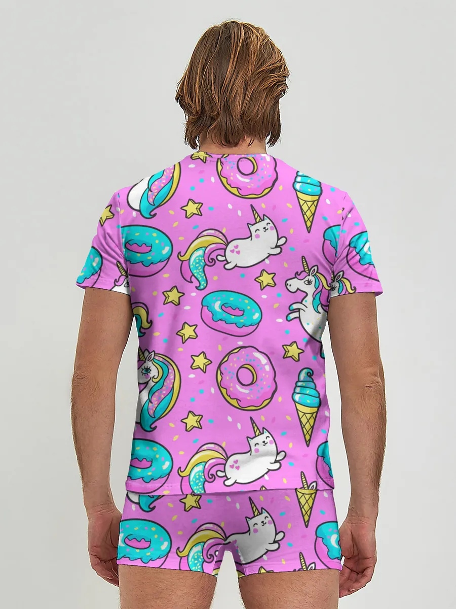 Мужские трусы с футболкой / Единороги с пончиками