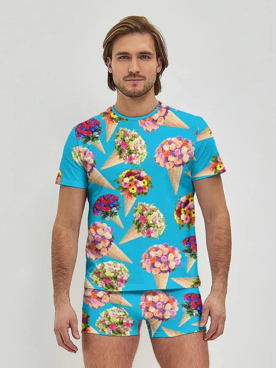 Мужские трусы с футболкой / Рожок цветов