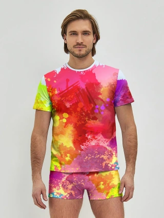 Мужские трусы с футболкой / брызги краски