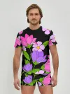 Мужские трусы с футболкой / Ночные цветы