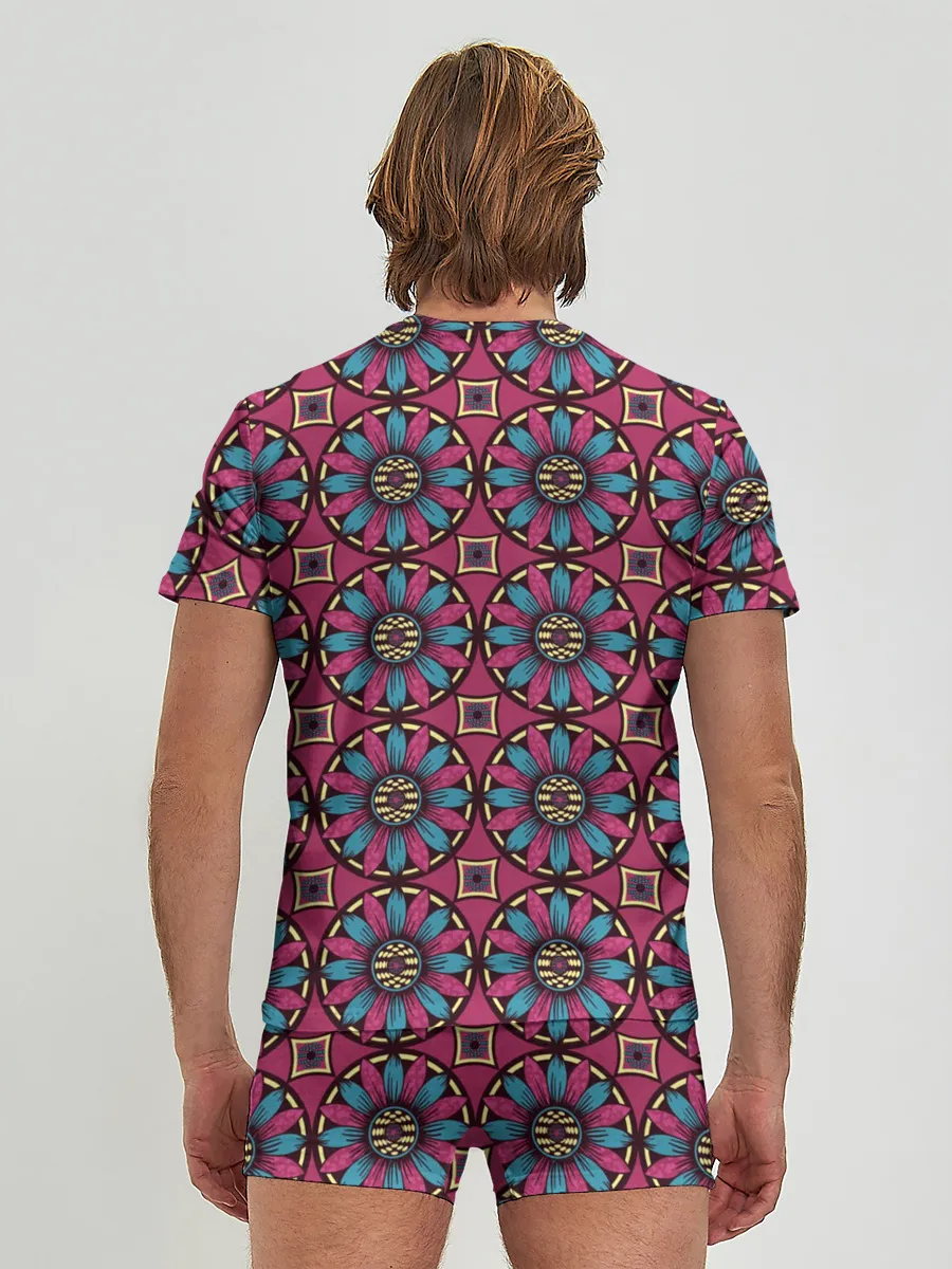 Мужские трусы с футболкой / Африканский цветочный узор