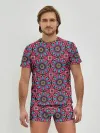 Мужские трусы с футболкой / Африканский цветочный узор
