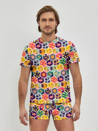 Мужские трусы с футболкой / Тропический коллаж