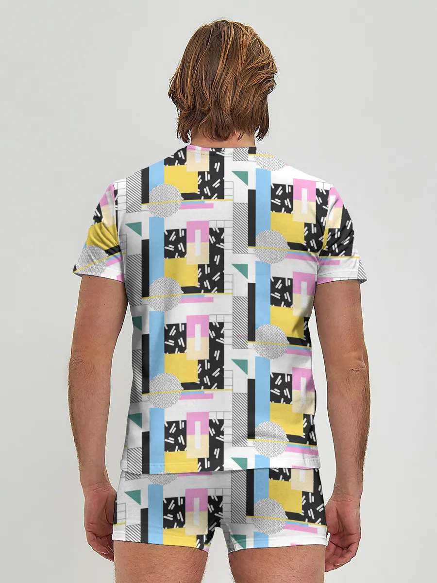 Мужские трусы с футболкой / Memphis style geometry