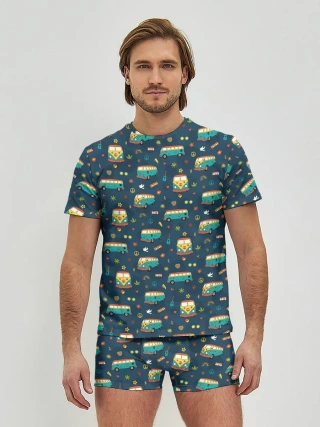 Мужские трусы с футболкой / Фургоны хиппи