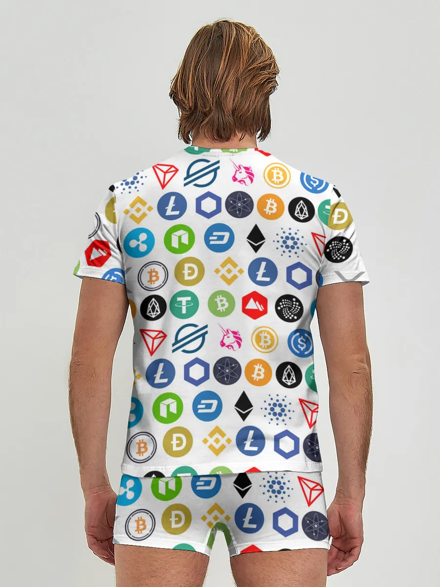Мужские трусы с футболкой / BITCOIN PATTERN | БИТКОИН