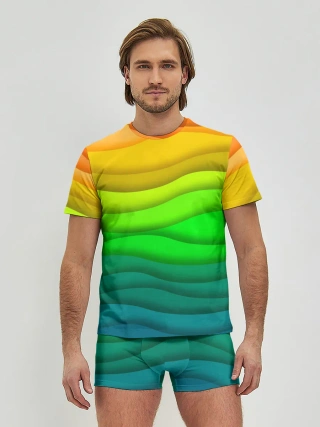 Мужские трусы с футболкой / Цветные волны