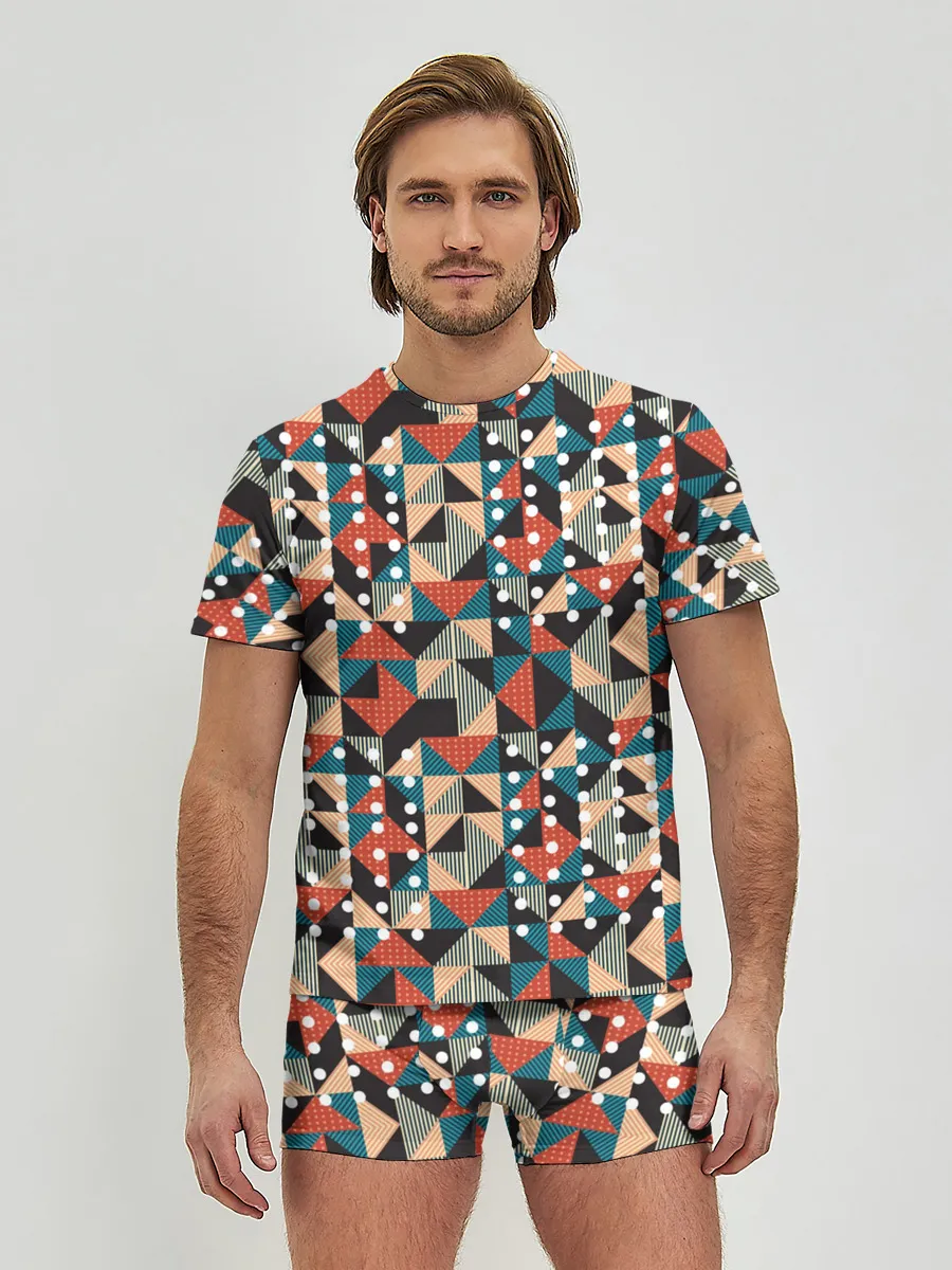 Мужские трусы с футболкой / Арт геометрия