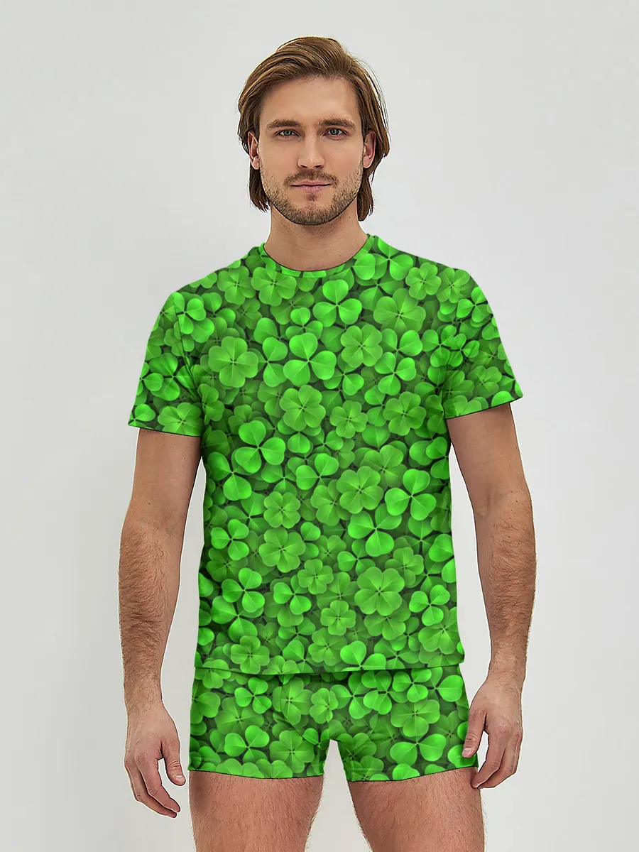 Мужские трусы с футболкой / Зелёный клевер