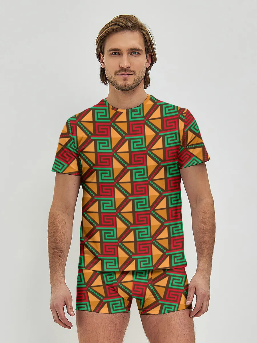 Мужские трусы с футболкой / Узор коренных индейцев америки