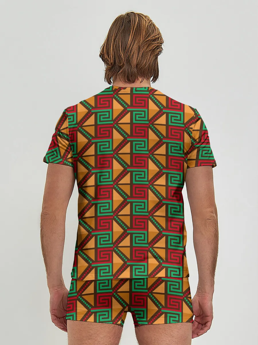 Мужские трусы с футболкой / Узор коренных индейцев америки