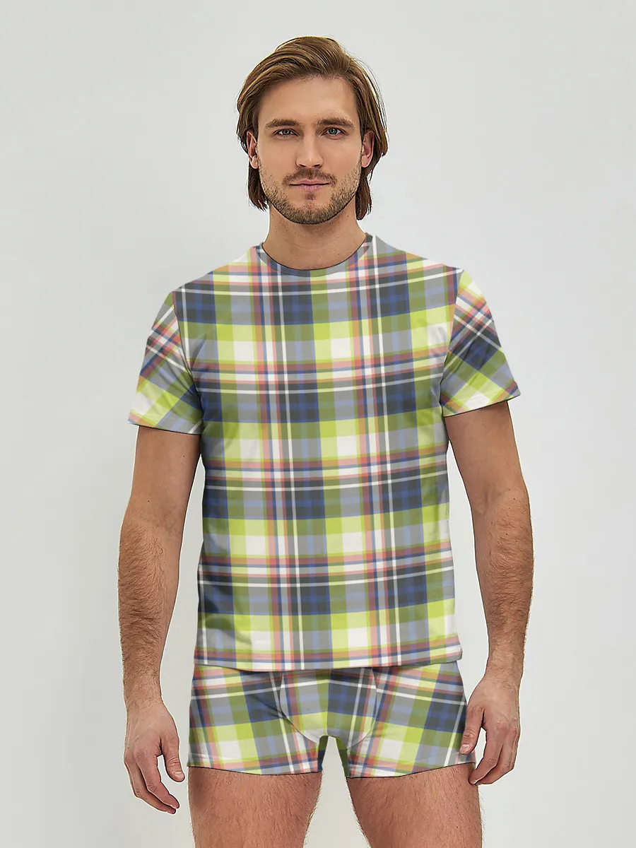 Мужские трусы с футболкой / Текстура в клетку