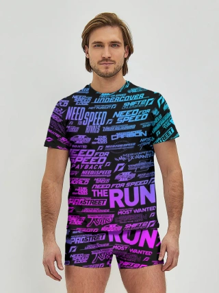 Мужские трусы с футболкой / NFS ALL LOGOS NEON