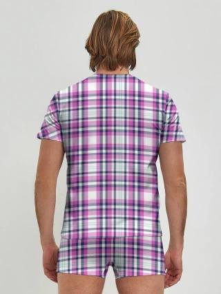 Мужские трусы с футболкой / Текстура в клетку