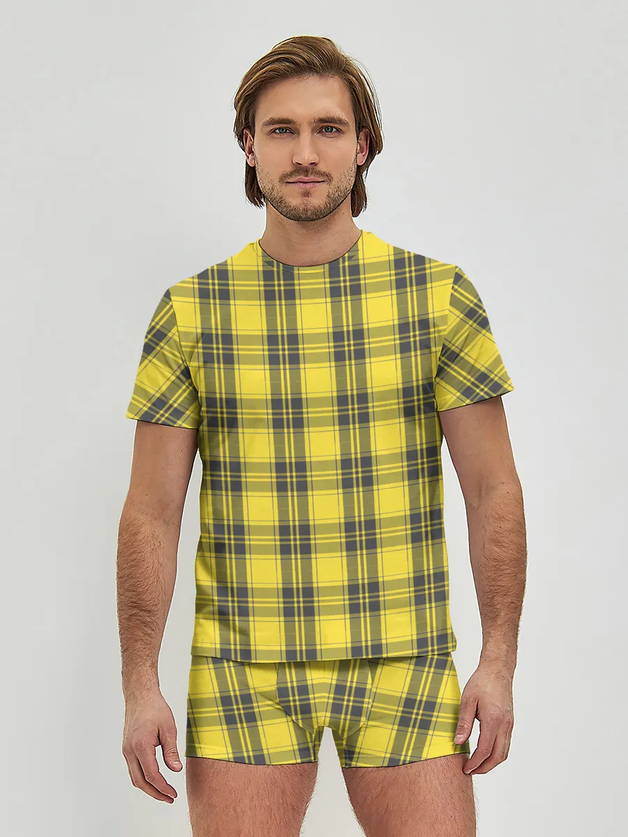 Мужские трусы с футболкой / Клеточный узор