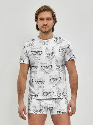 Мужские трусы с футболкой / Кошки в очках
