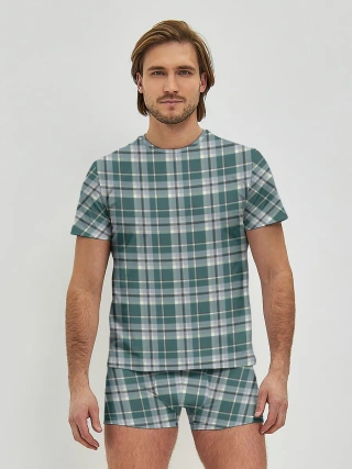 Мужские трусы с футболкой / Узор в клетку