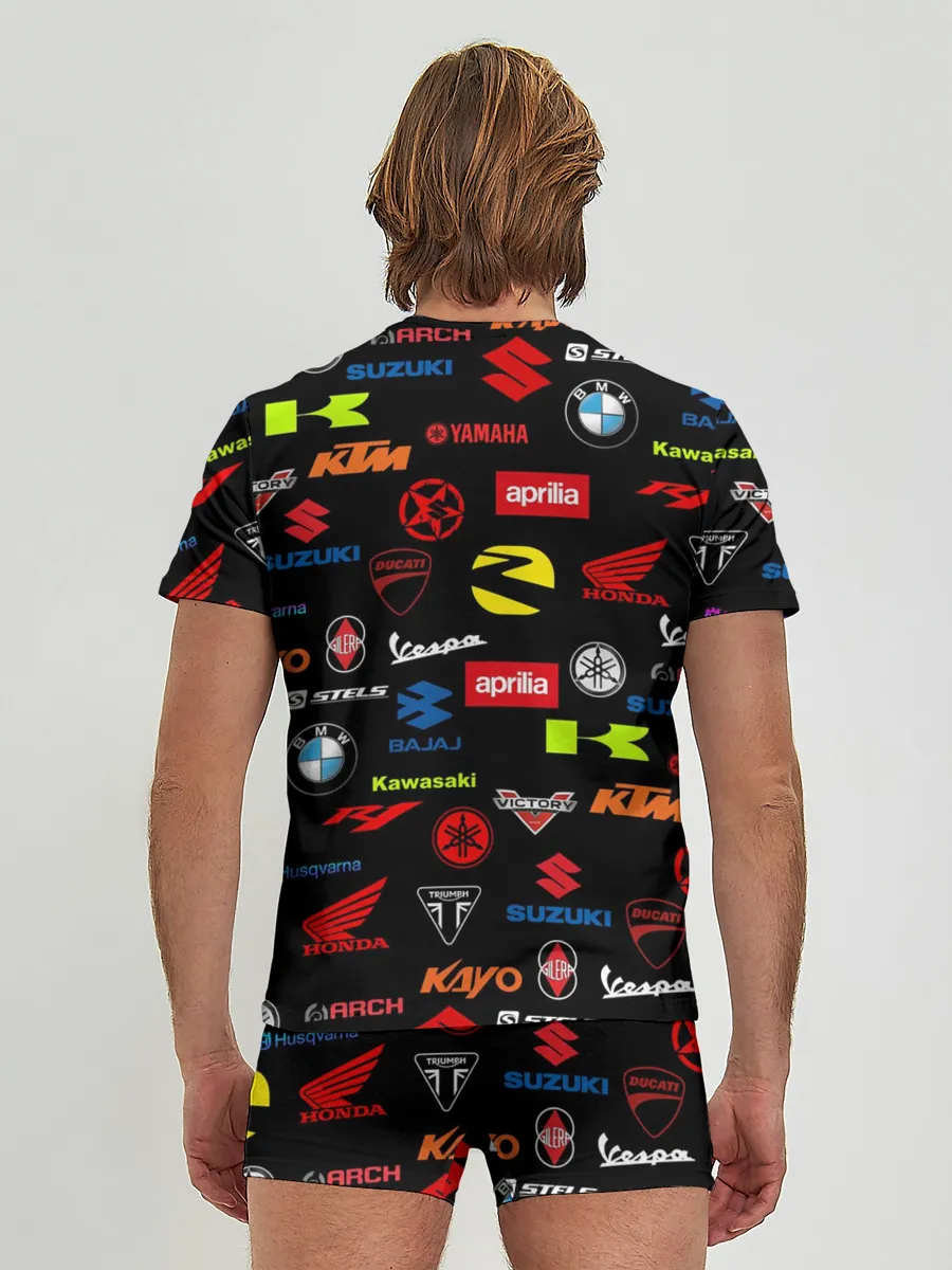 Мужские трусы с футболкой / Motorcycle pattern | Мото паттерн