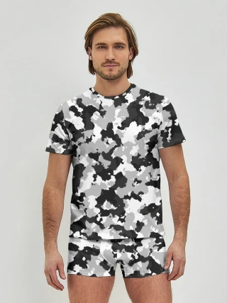 Мужские трусы с футболкой / Холодный камуфляж