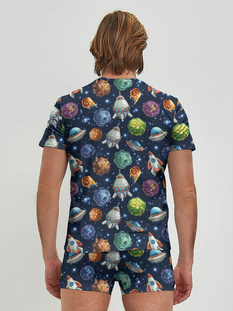 Мужские трусы с футболкой / Мультяшные планеты