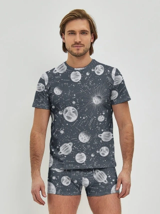 Мужские трусы с футболкой / Звезды, планеты и созвездия