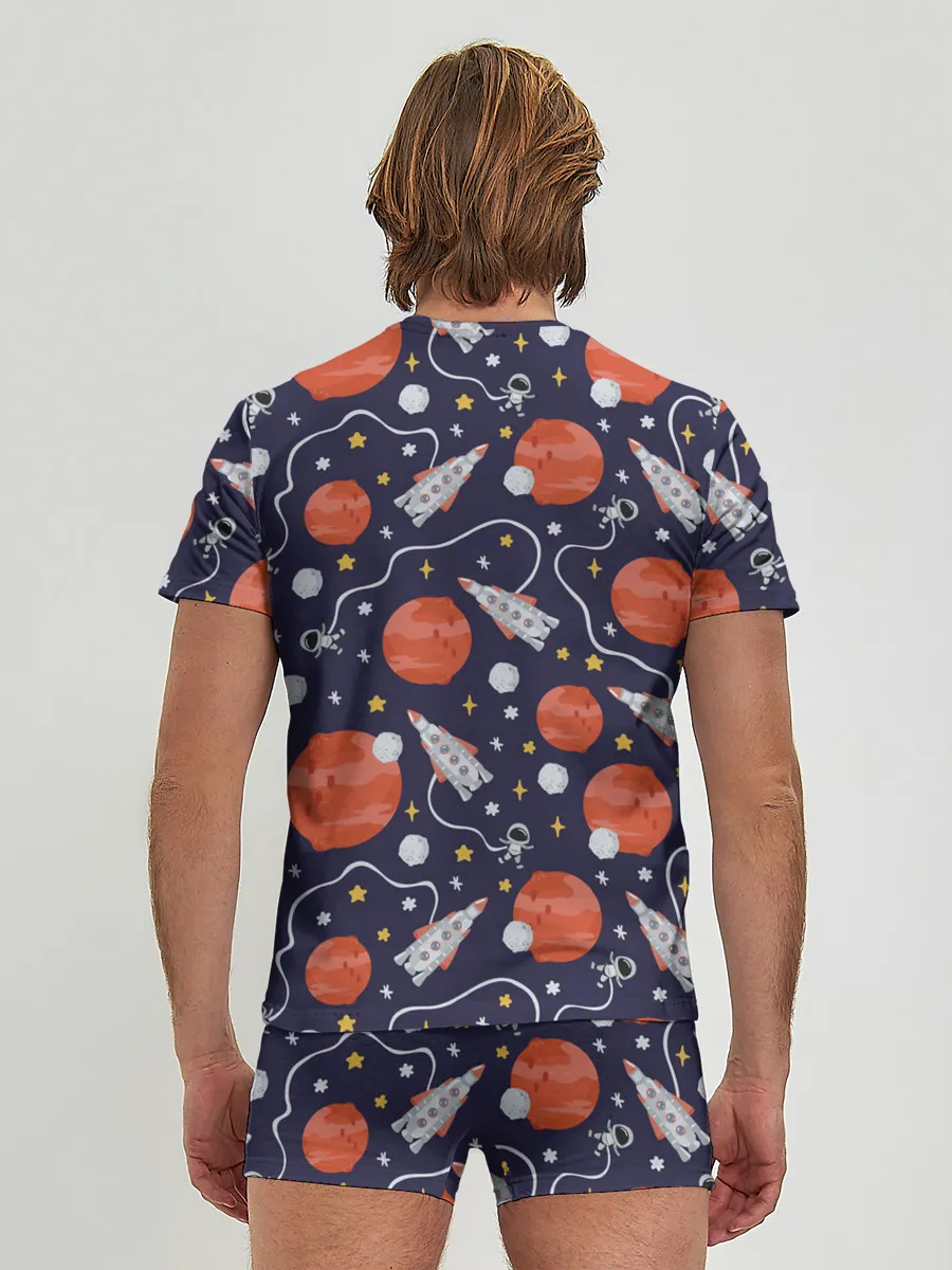 Мужские трусы с футболкой / Корабли, планеты и спутники