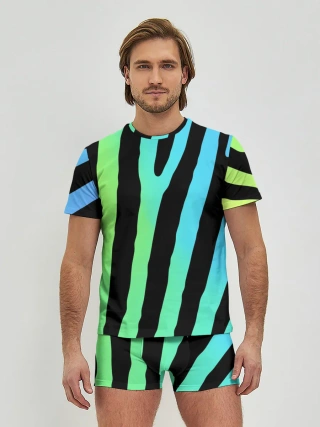 Мужские трусы с футболкой / Радужная зебра