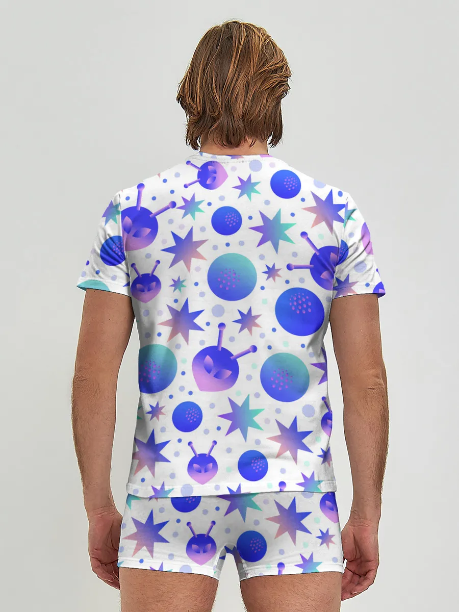 Мужские трусы с футболкой / Яркая галактика