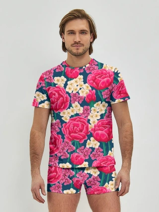 Мужские трусы с футболкой / Поле роз