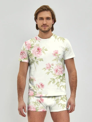 Мужские трусы с футболкой / Розовые розы