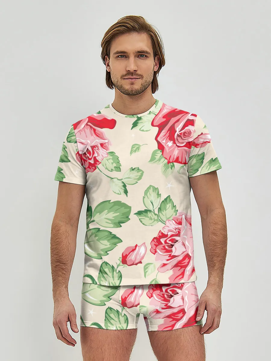 Мужские трусы с футболкой / Розы