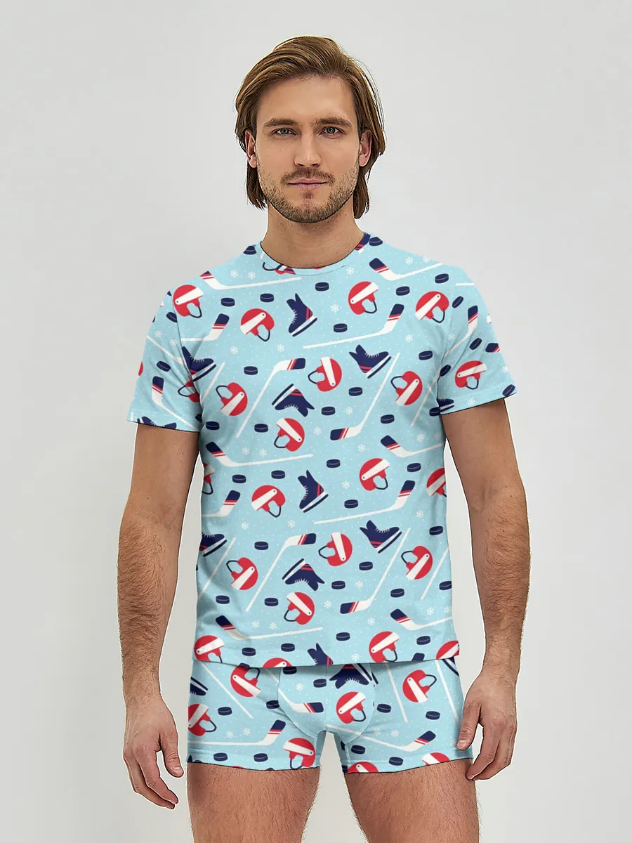 Мужские трусы с футболкой / Hockey Pattern