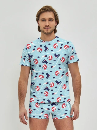 Мужские трусы с футболкой / Hockey Pattern