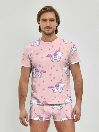 Мужские трусы с футболкой / Единороги | Звёздочки