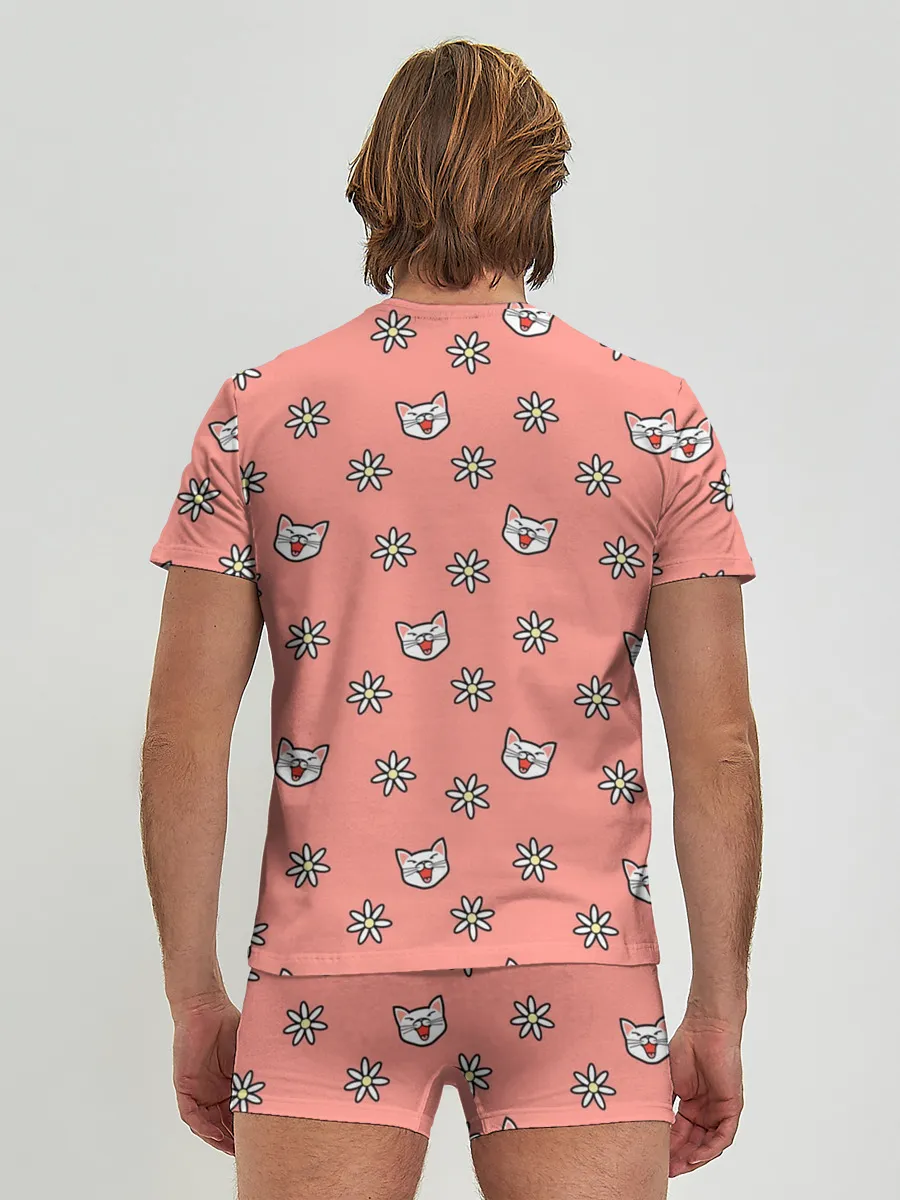 Мужские трусы с футболкой / Кошки и цветы