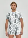 Мужские трусы с футболкой / Морской узор Nautical Pattern