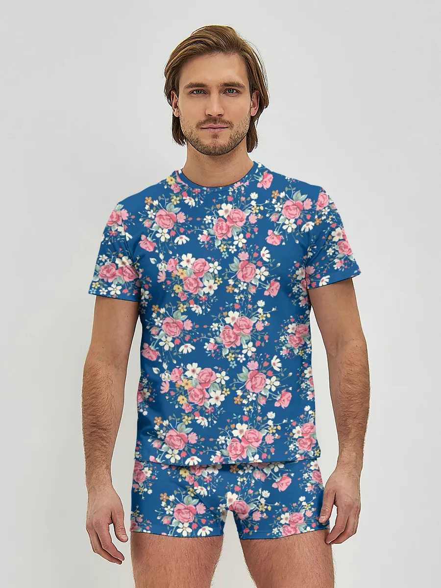 Мужские трусы с футболкой / Розы и Ромашки