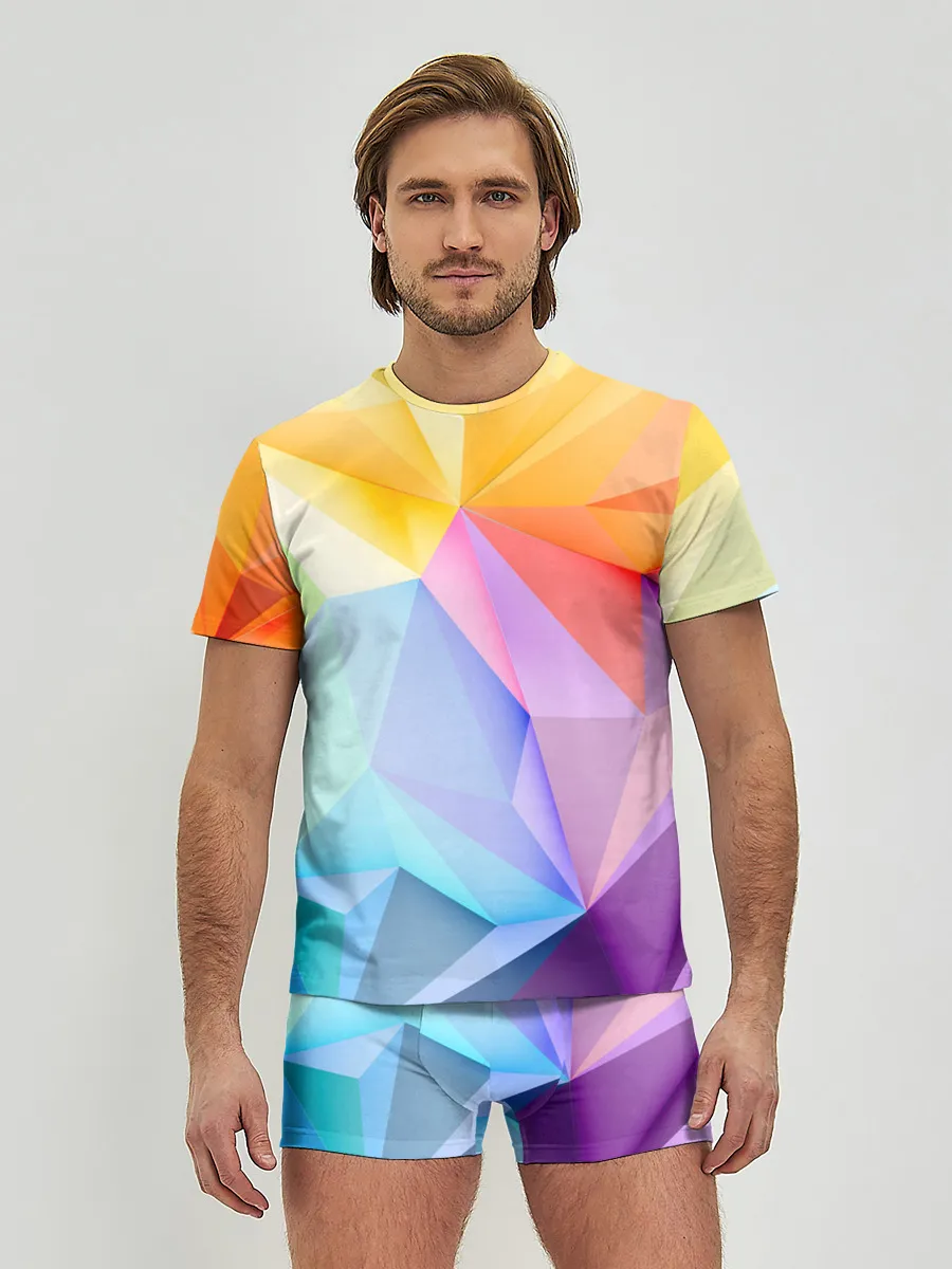 Мужские трусы с футболкой / Радужная геометрия