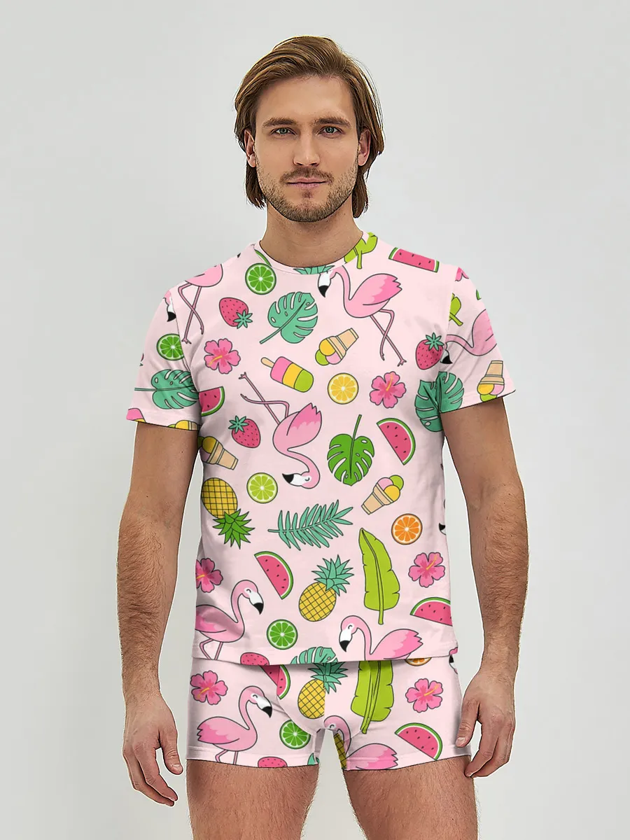 Мужские трусы с футболкой / Фламинго | Лето